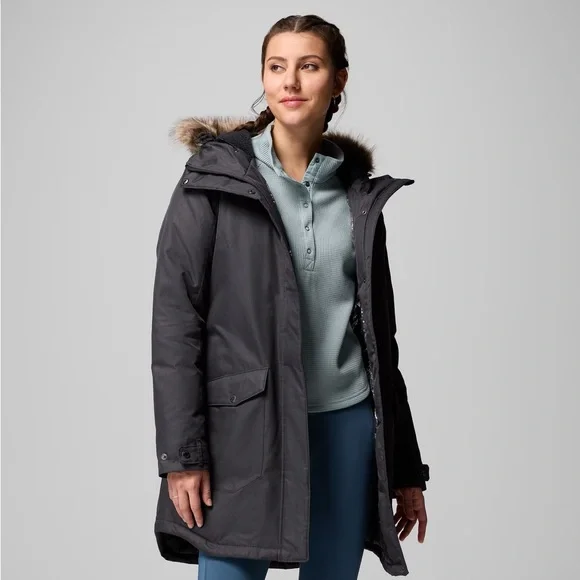 EUC Columbia Women's Suttle Mountain™ Long Insulated Jacket • M • Black/Charcoal - Picture 8 of 14